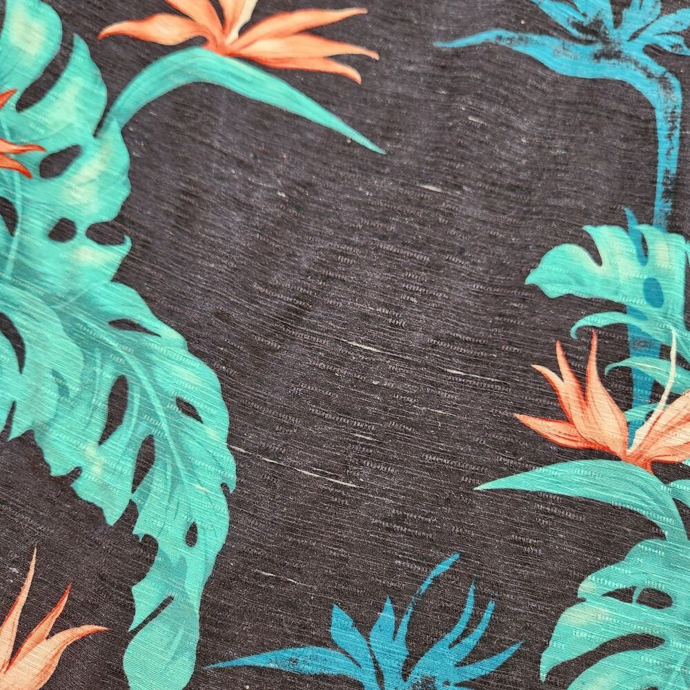 Caribbean Pure Silk Mens XL Tropical Bird of Paradise Floral Hawaiian SS Shirt - Picture 8 of 10